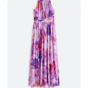 London Times Women's Maxi Dress in Purple and Pink Floral
